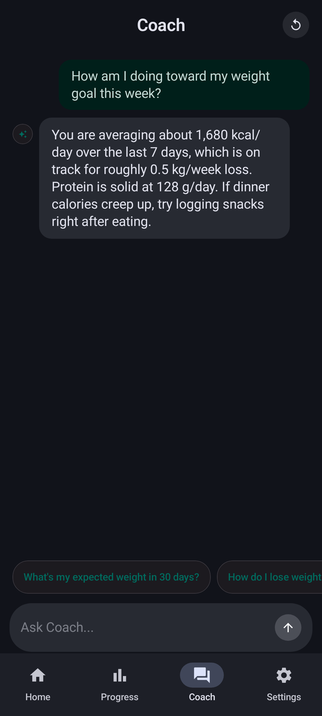 AI Coach chat
